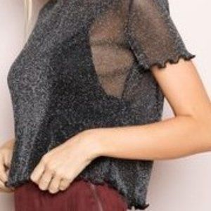 Brandy Melville sheer, black, glitter T-shirt